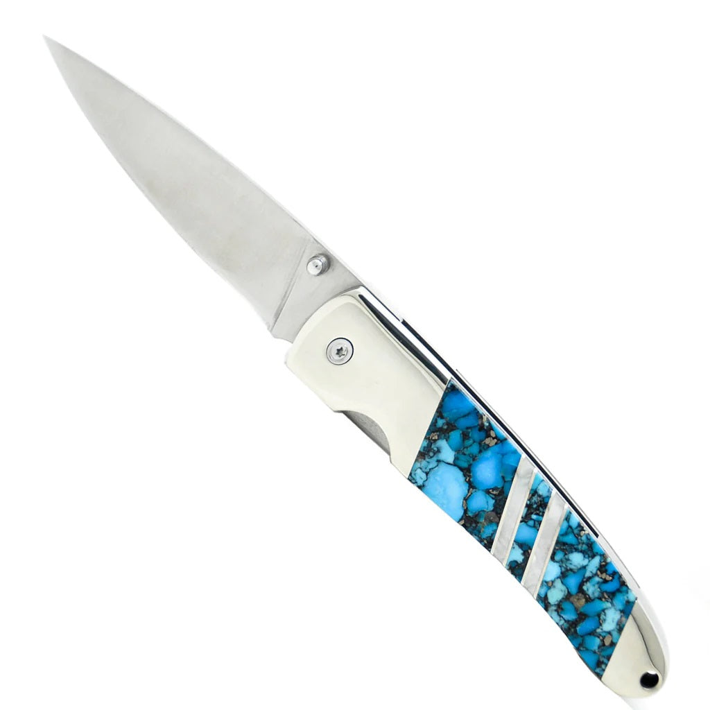 Liner-Lock Knife - 4 Inches - Blue Turquoise