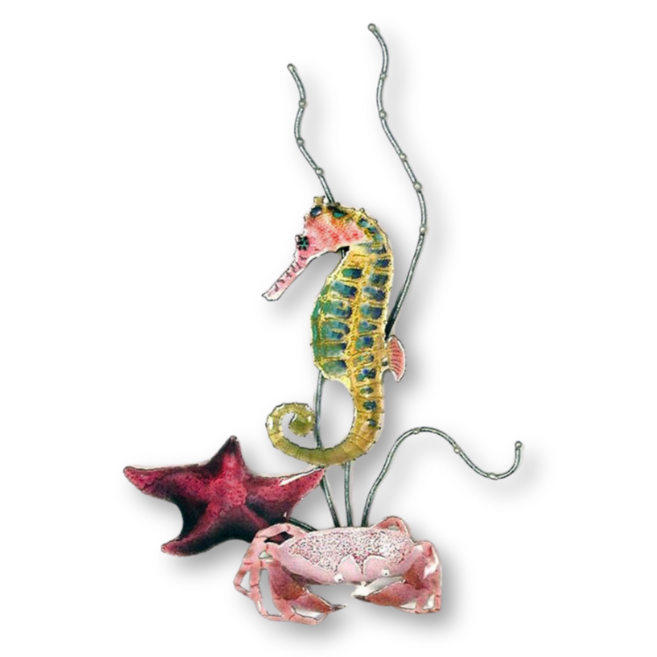 Seahorse with Starfish & Crab