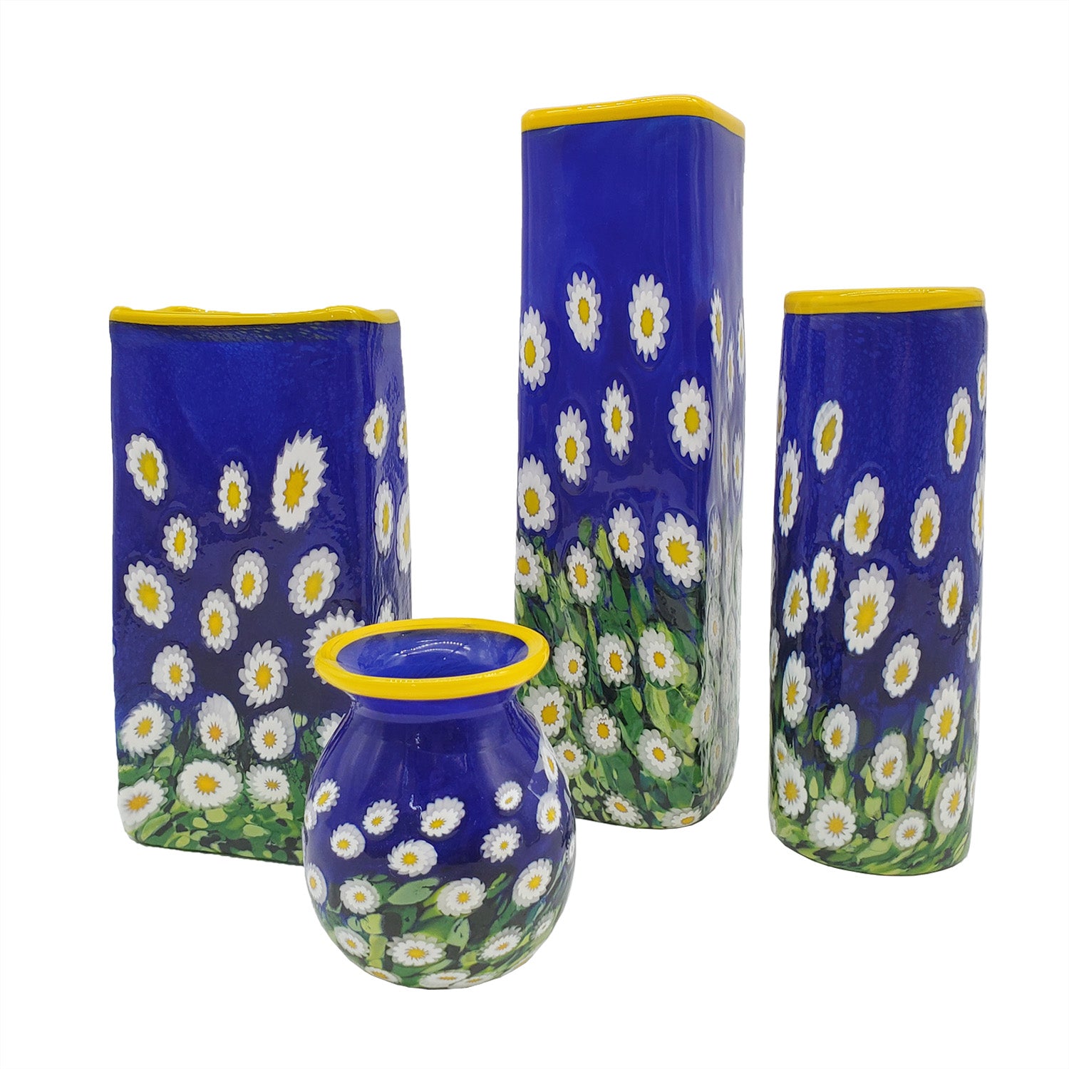 Glass Vase - Dasies with Dark Blue Skies