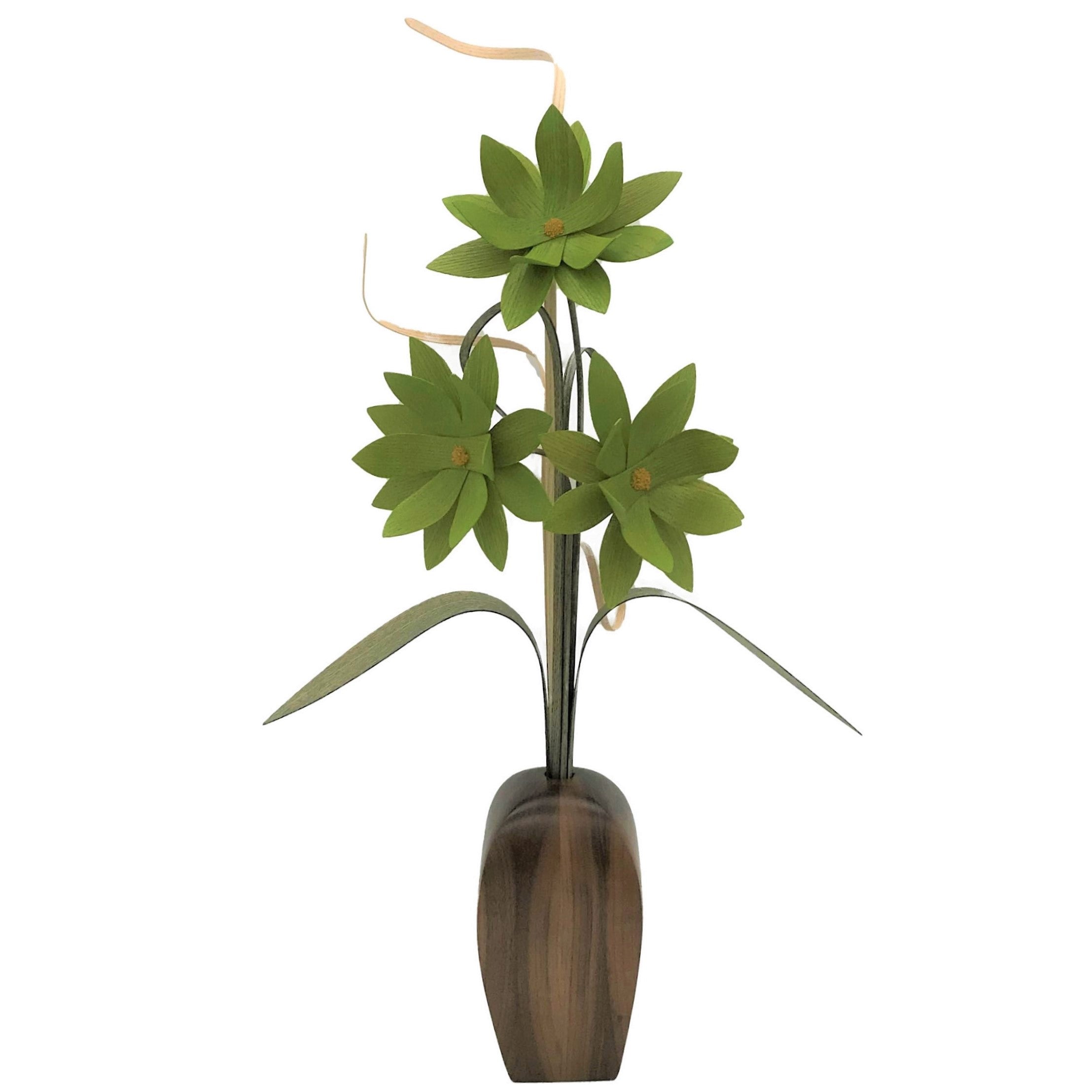 Wood Wildflowers - Walnut Expressions Vase with Three Flowers