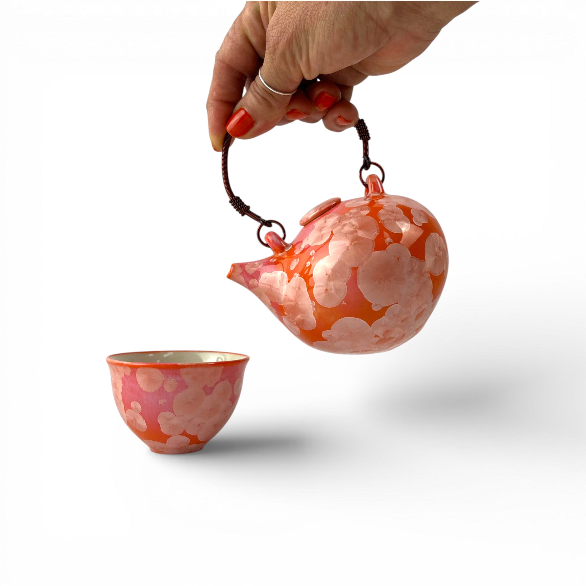 Marie Wright - Tangerine Teapot With Cup