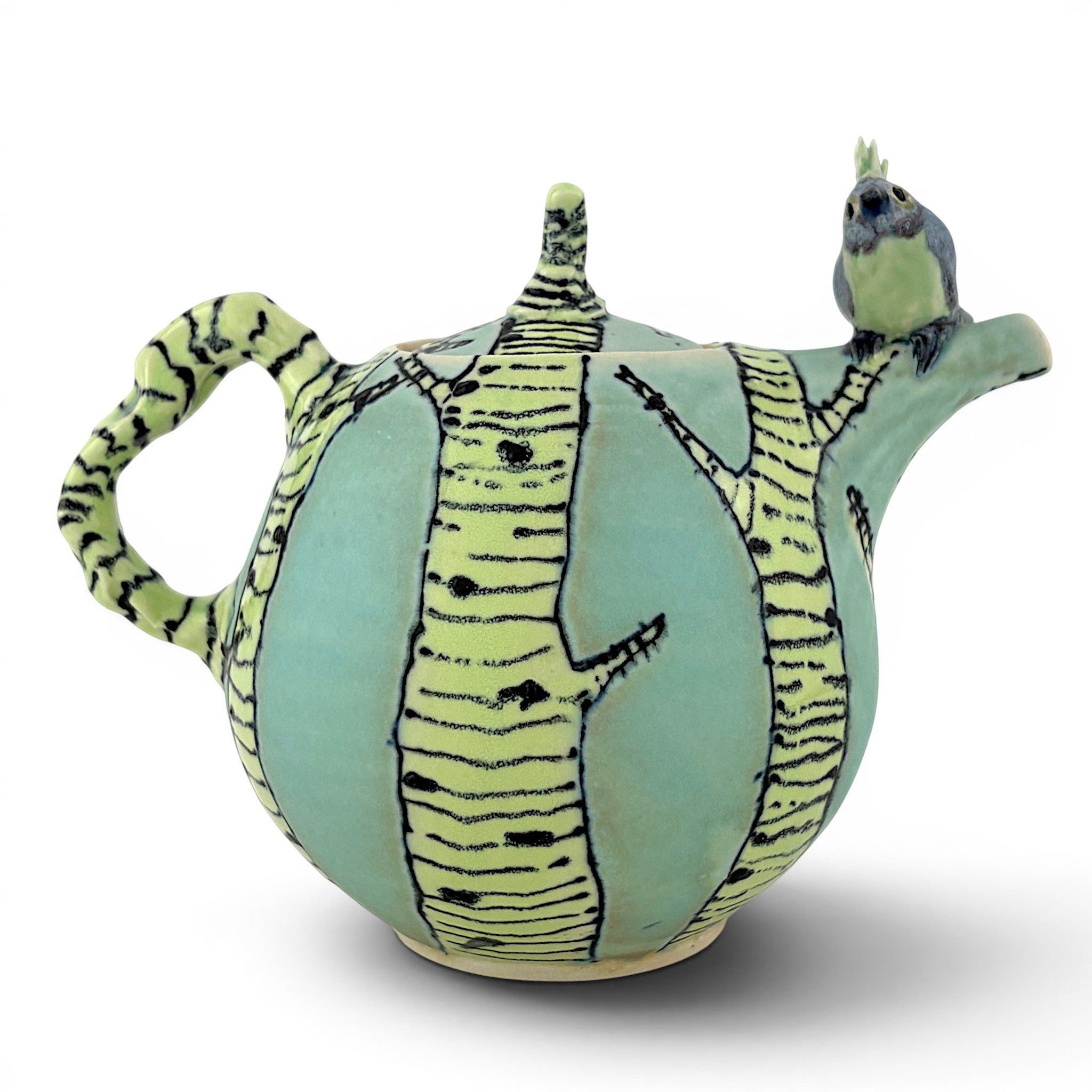 Lucy Dierks - Birch Trees Teapot with Bulbul