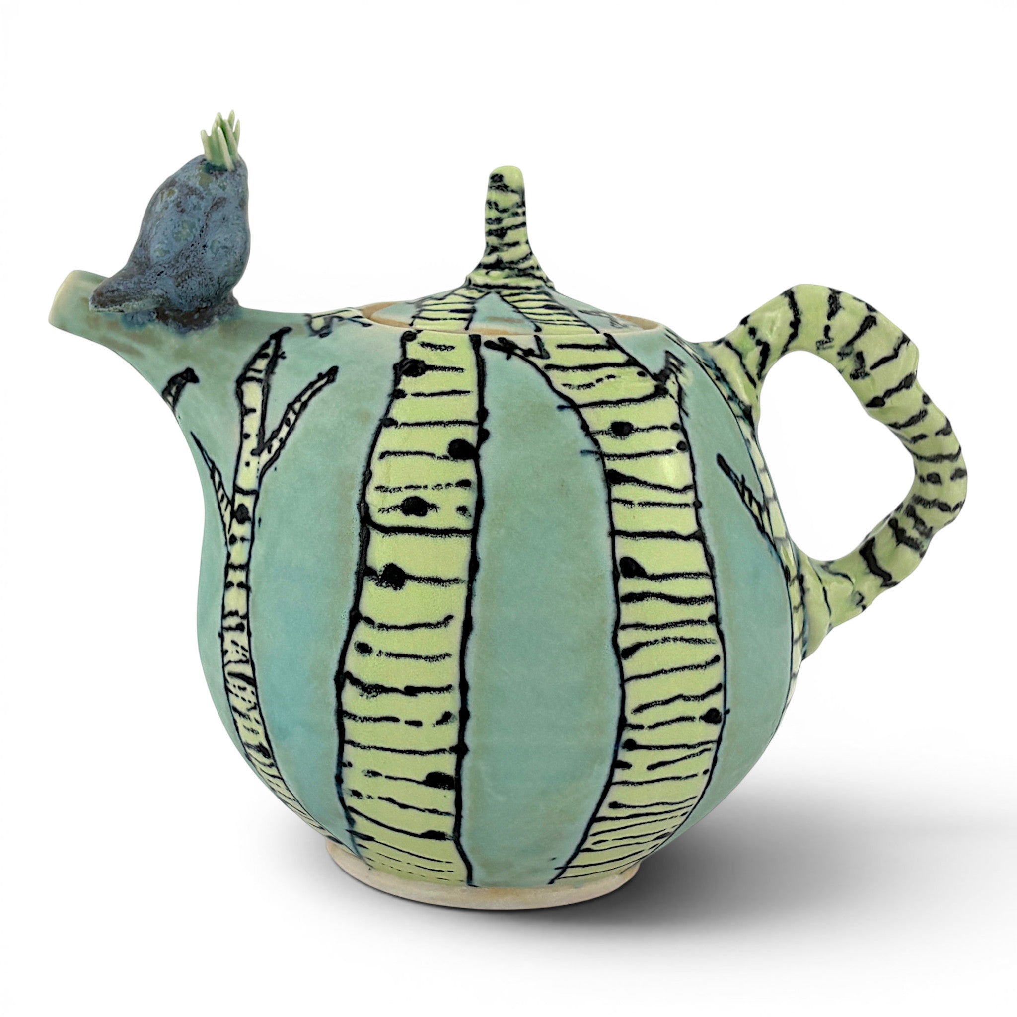Lucy Dierks - Birch Trees Teapot with Bulbul