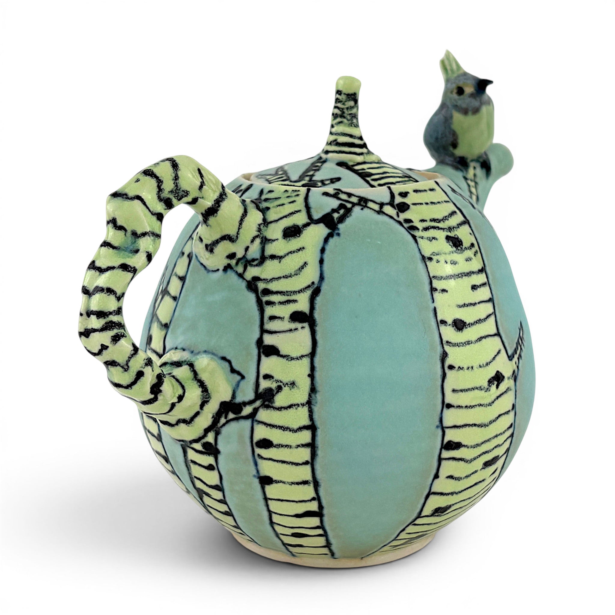 Lucy Dierks - Birch Trees Teapot with Bulbul