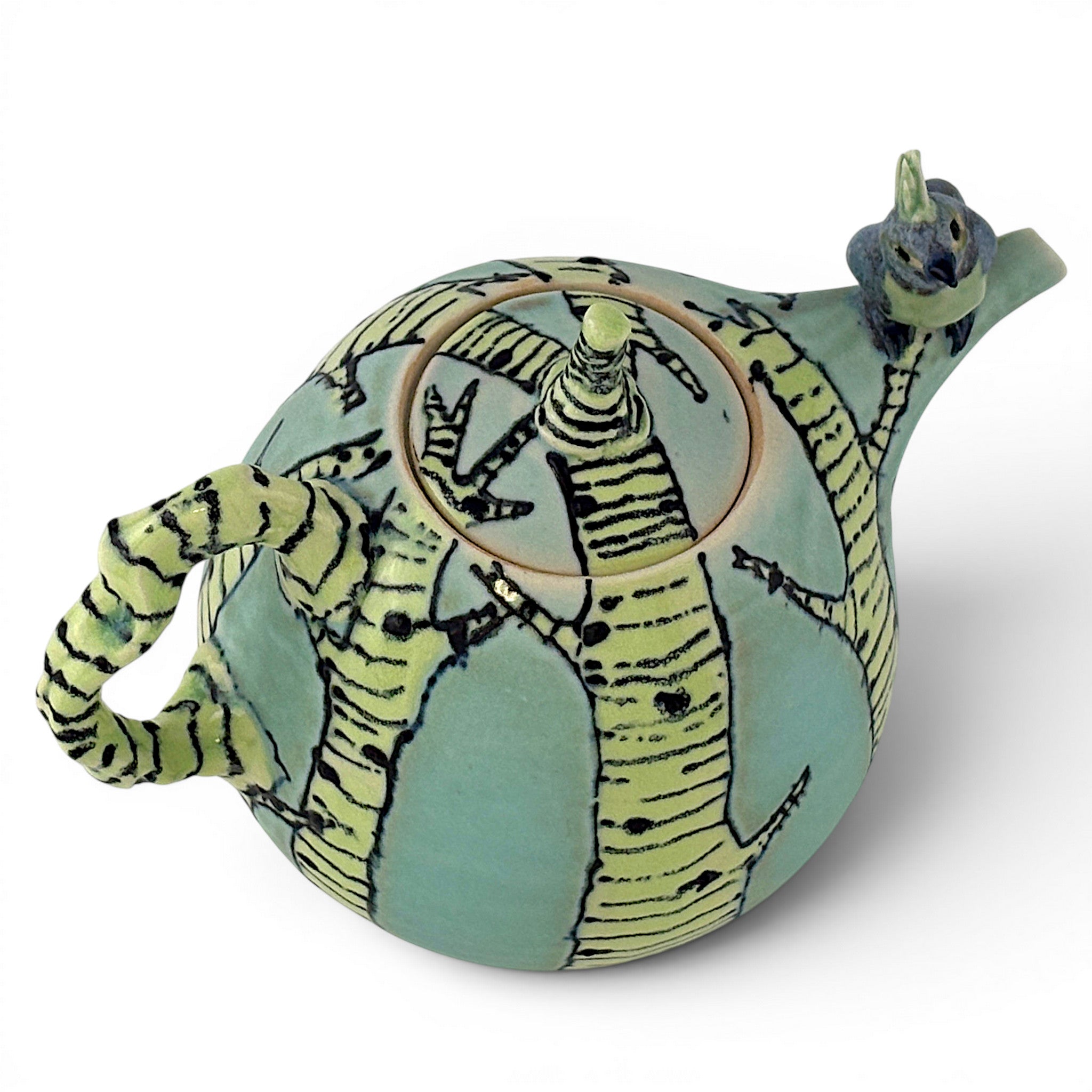 Lucy Dierks - Birch Trees Teapot with Bulbul