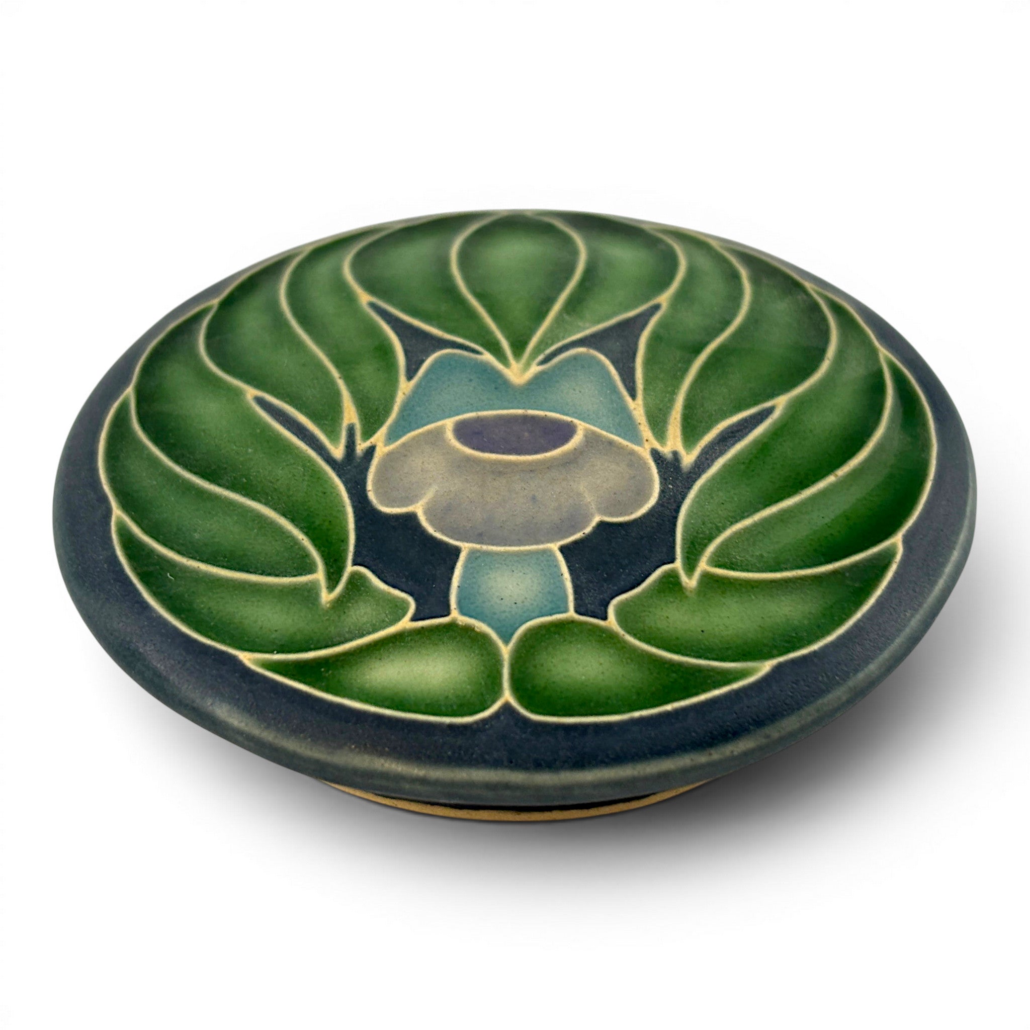 Sarah & Thomas Gelsanliter - Dark Blue Teapot with Peacock Flower Lid