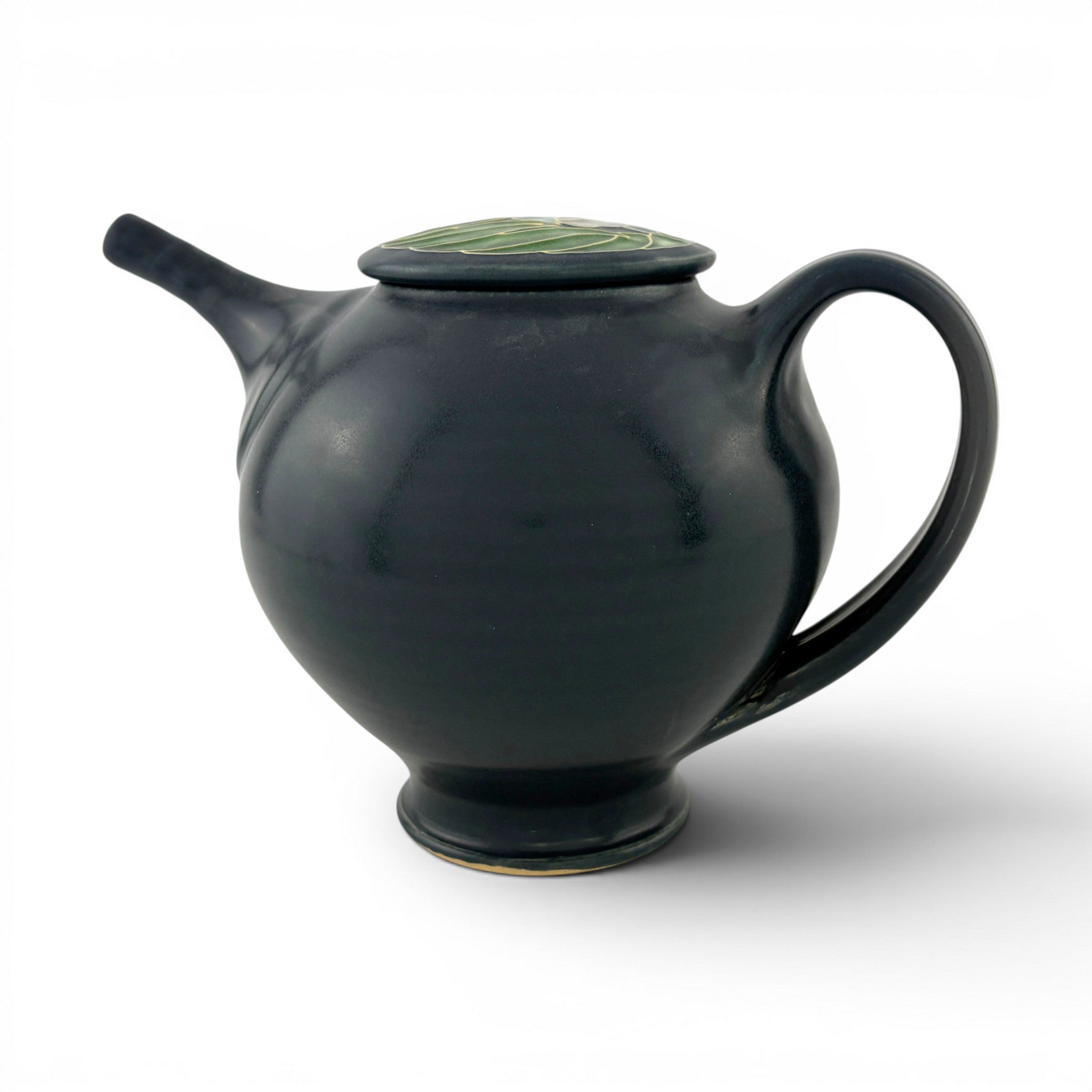 Sarah & Thomas Gelsanliter - Dark Blue Teapot with Peacock Flower Lid