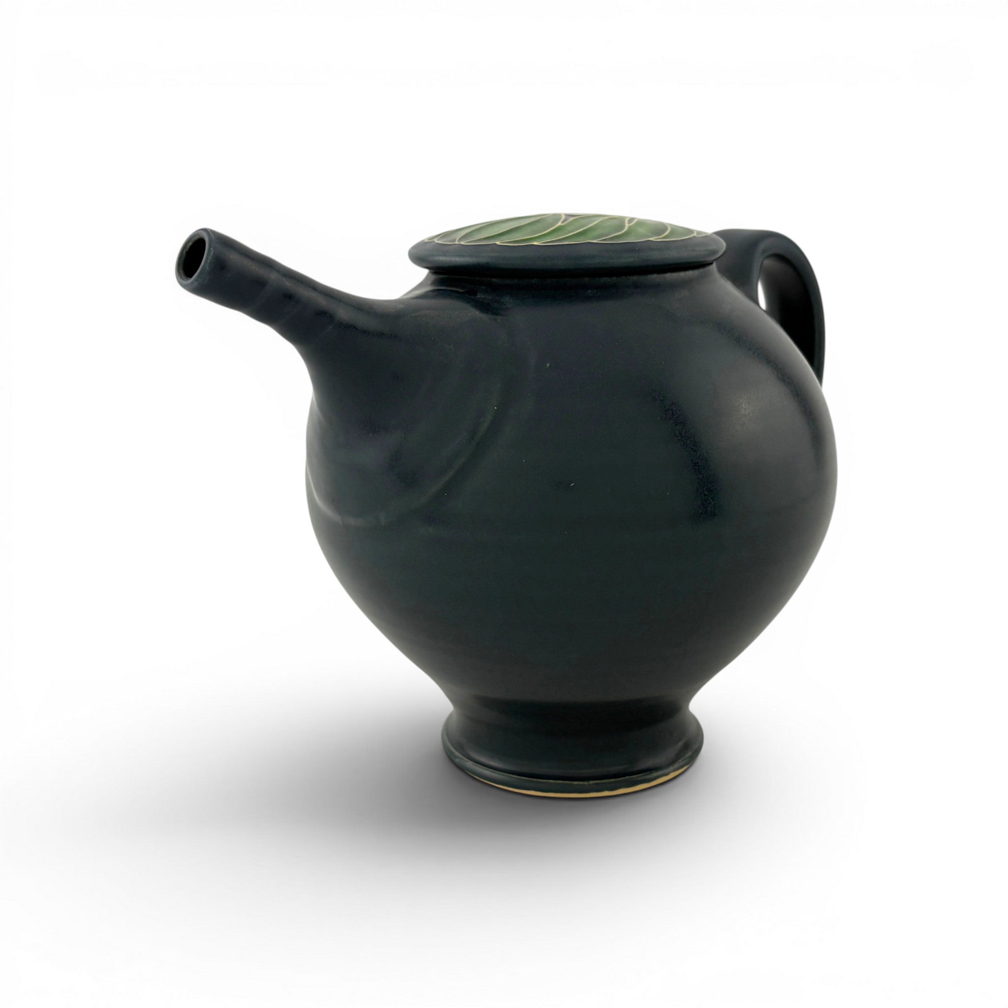 Sarah & Thomas Gelsanliter - Dark Blue Teapot with Peacock Flower Lid