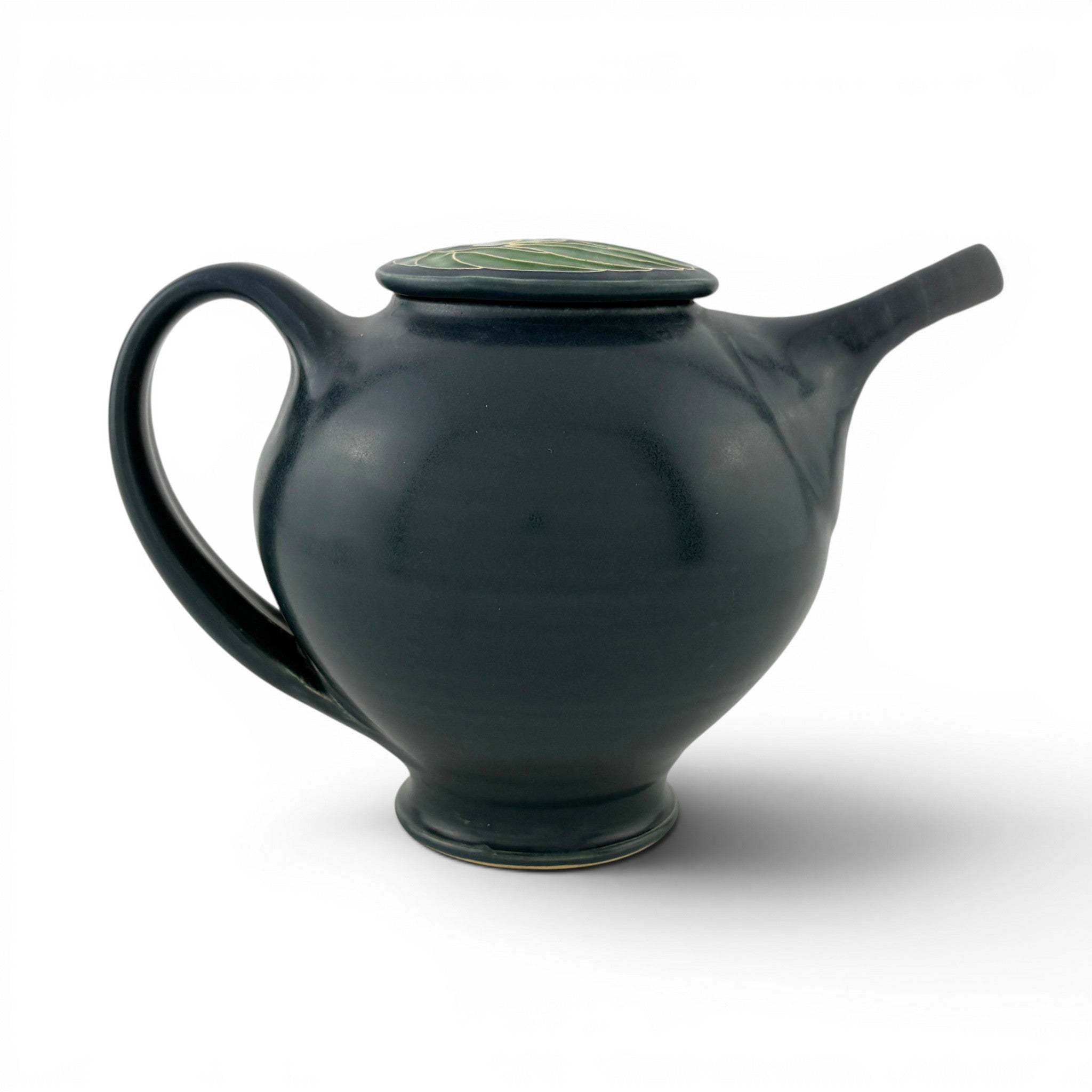 Sarah & Thomas Gelsanliter - Dark Blue Teapot with Peacock Flower Lid