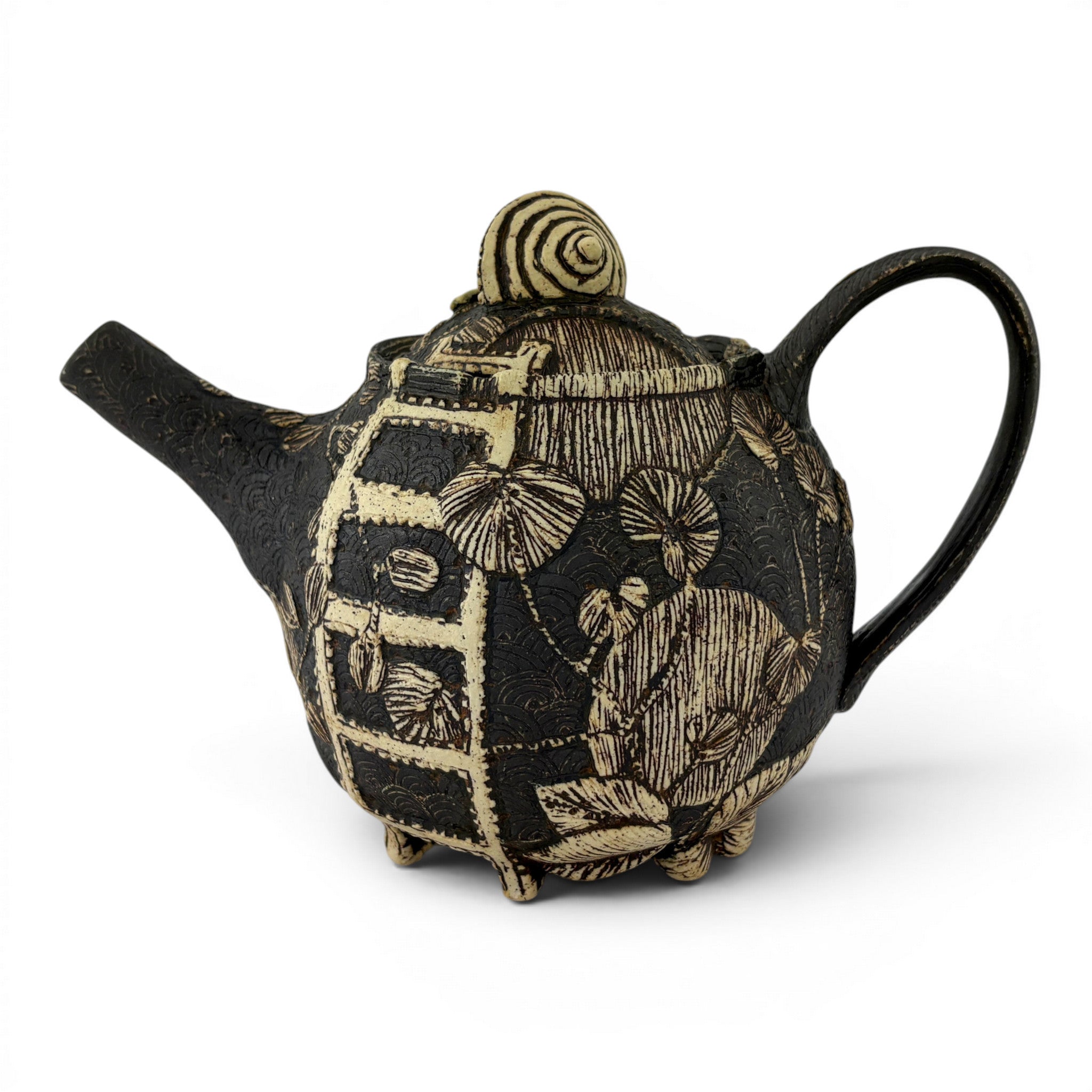 Sarah Heimann - Teapot with Striped Umbrella Knob