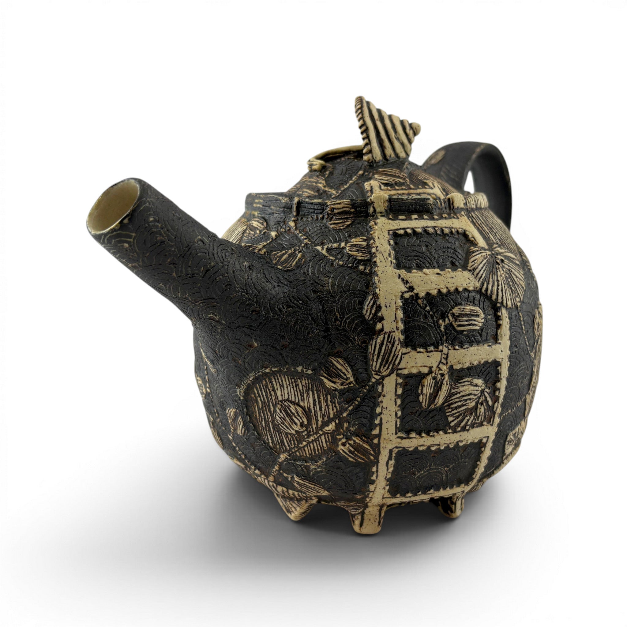 Sarah Heimann - Teapot with Striped Umbrella Knob