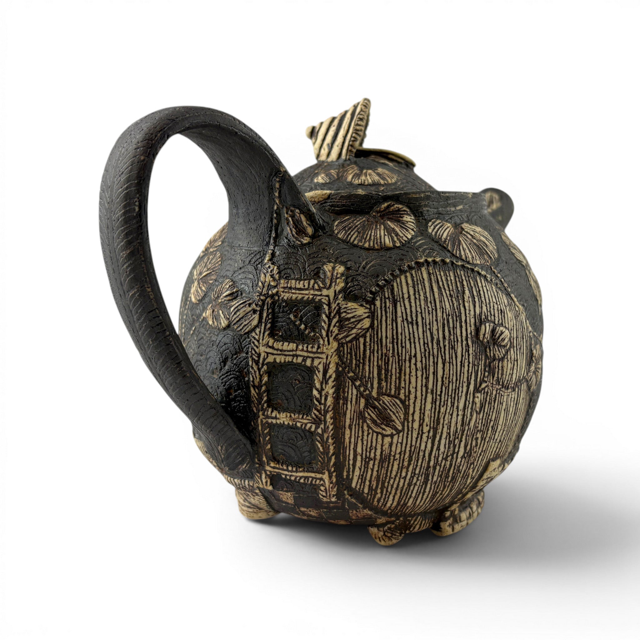 Sarah Heimann - Teapot with Striped Umbrella Knob