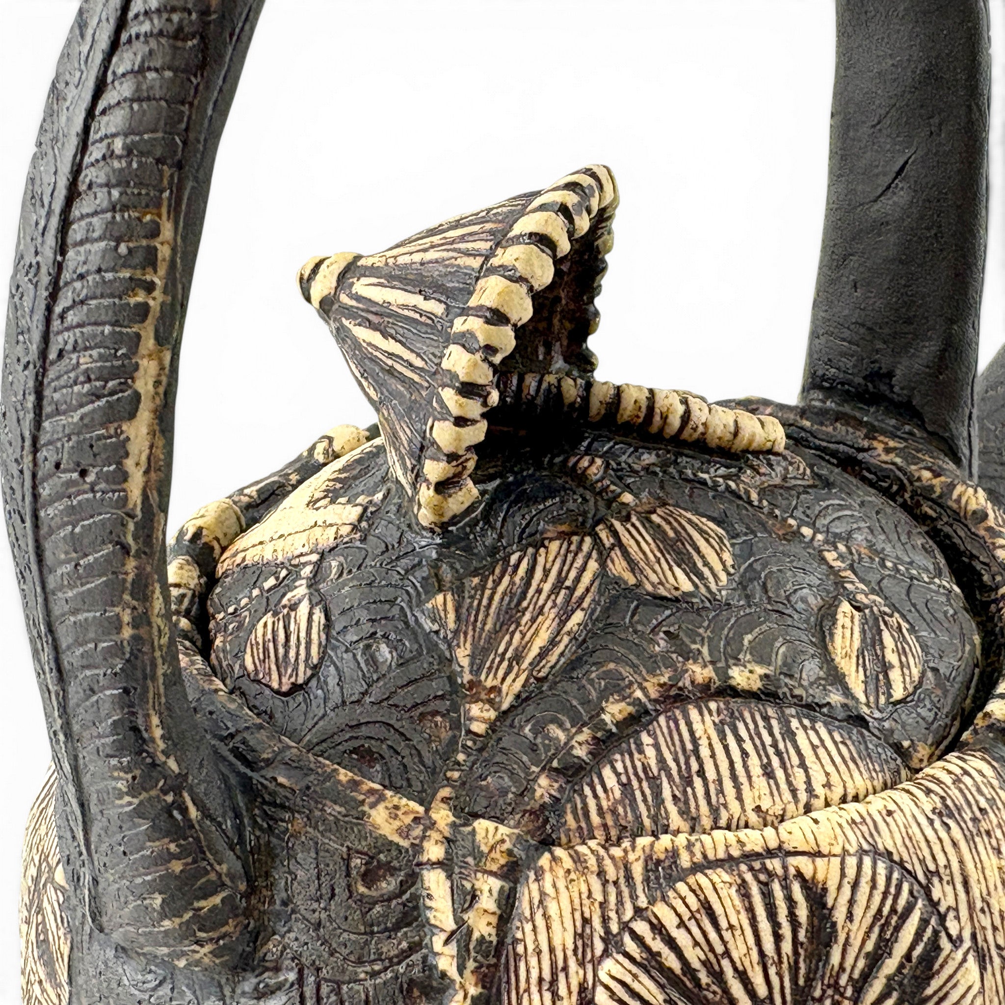 Sarah Heimann - Small Teapot with Ribbed Parasol Knob & Basket Handle