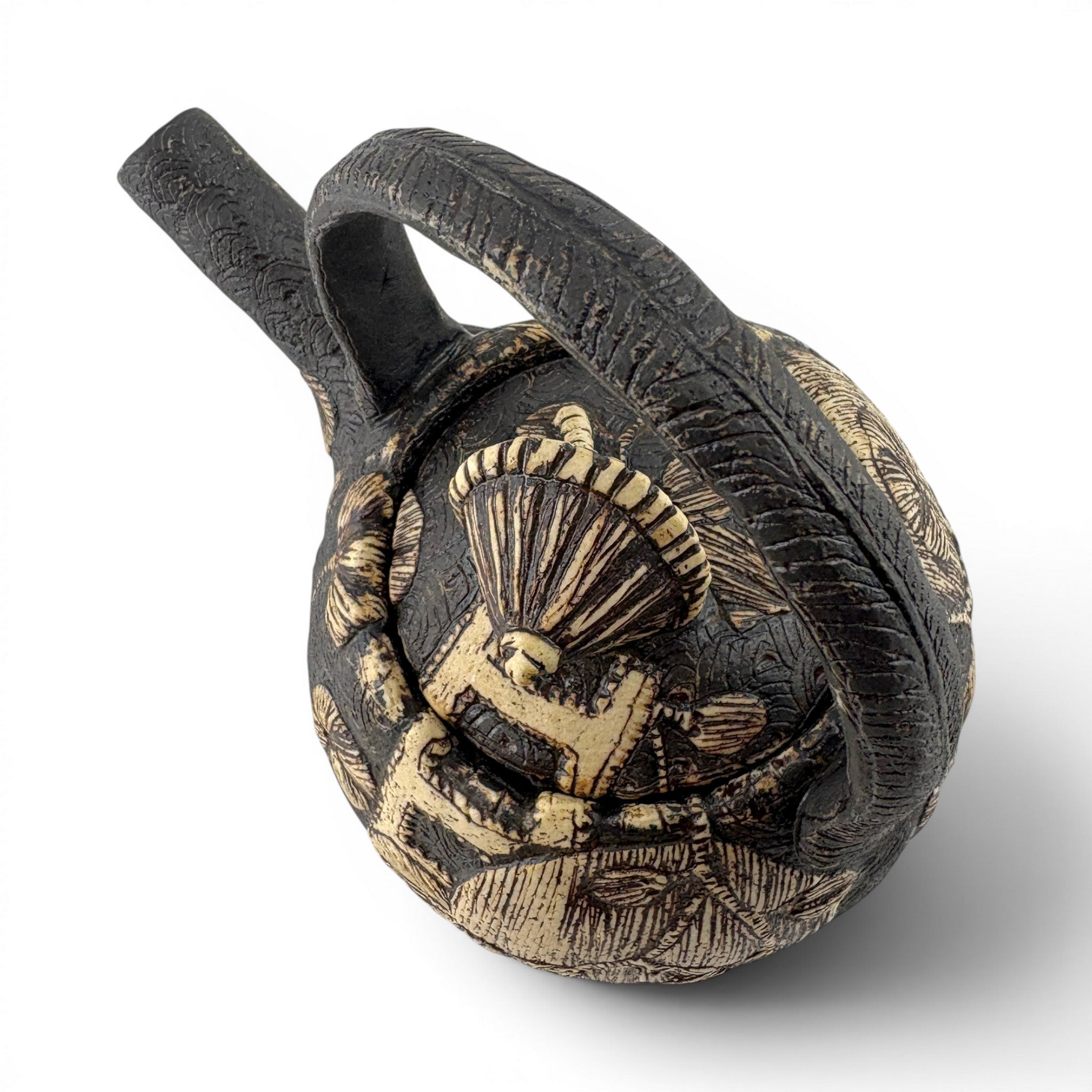 Sarah Heimann - Small Teapot with Ribbed Parasol Knob & Basket Handle