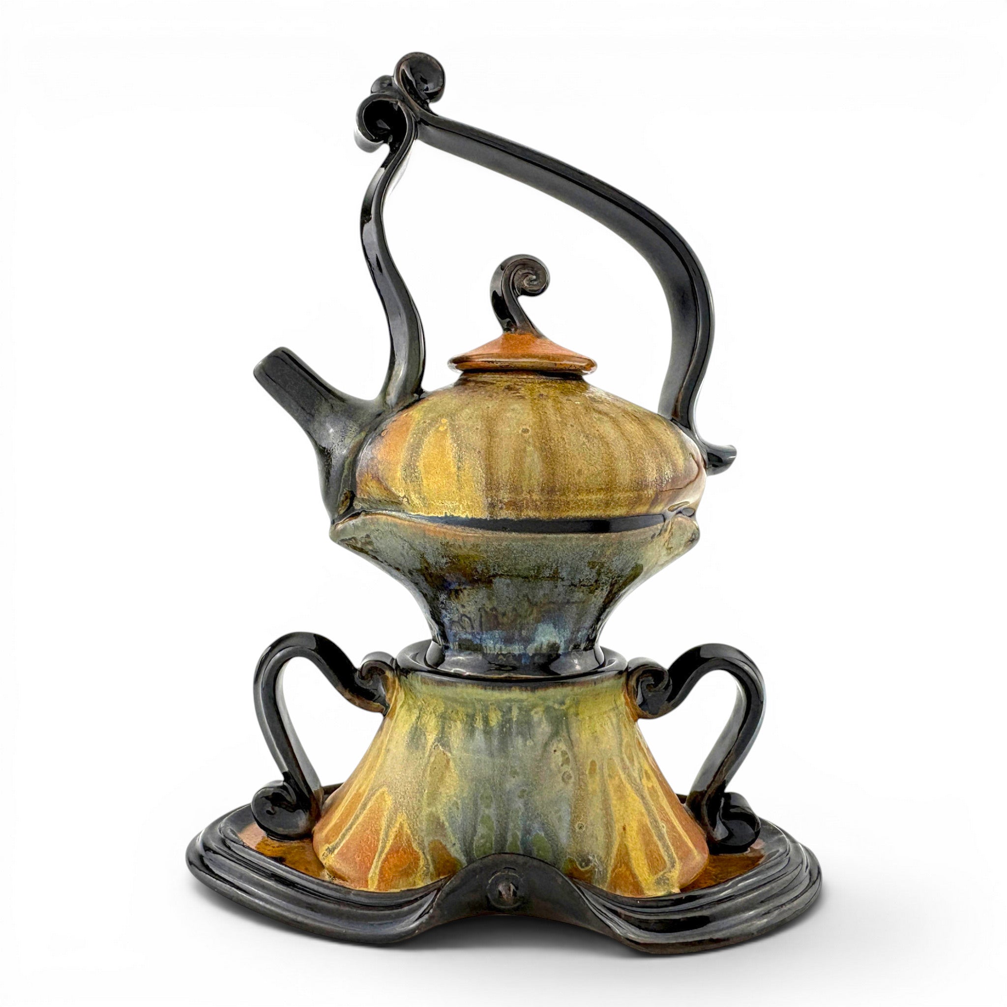 Steve Loucks - Oval Teapot on a Base with Overtop Handle
