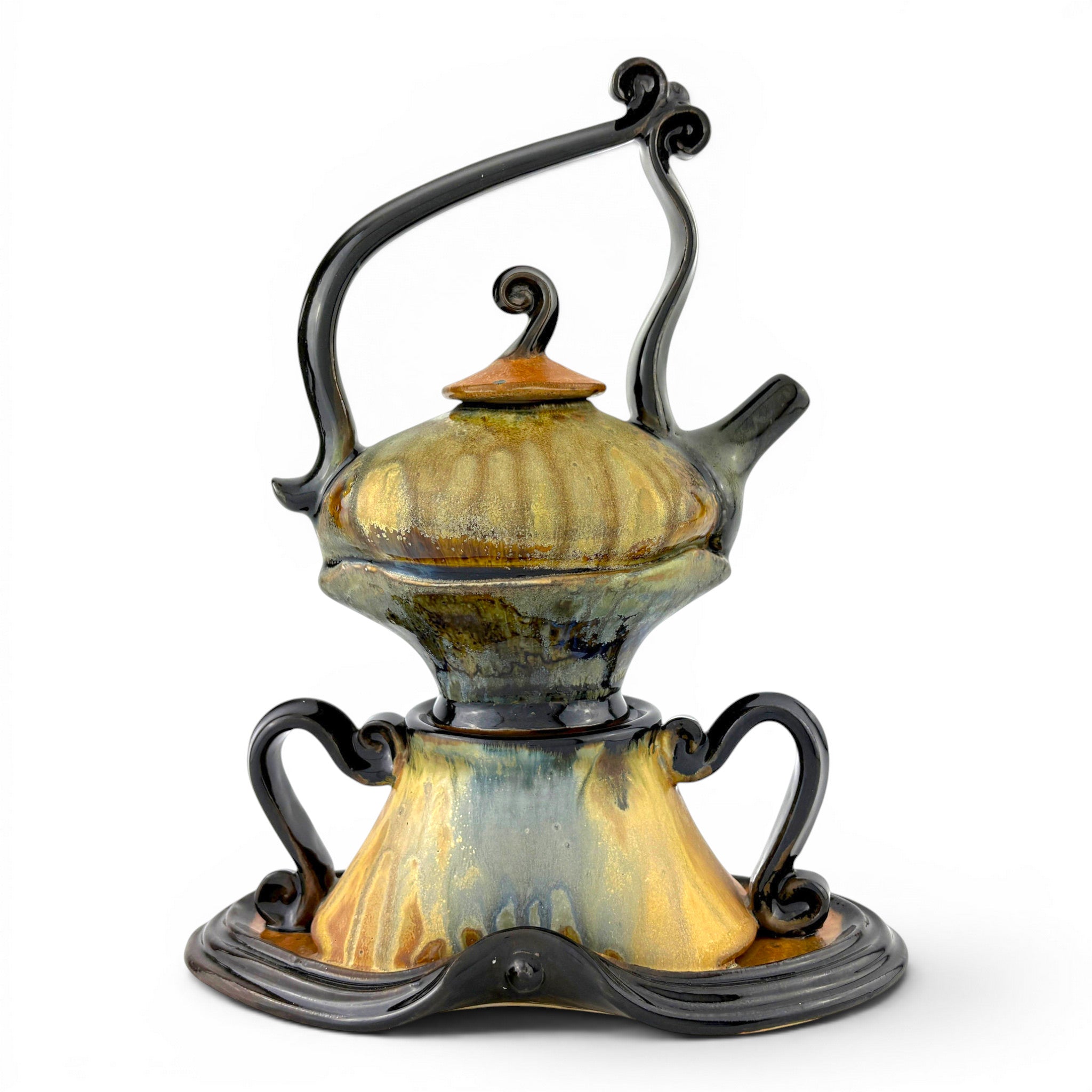Steve Loucks - Oval Teapot on a Base with Overtop Handle