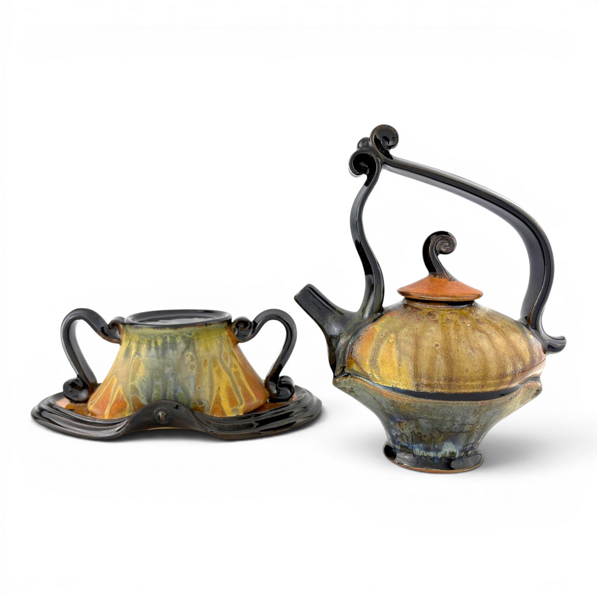 Steve Loucks - Oval Teapot on a Base with Overtop Handle