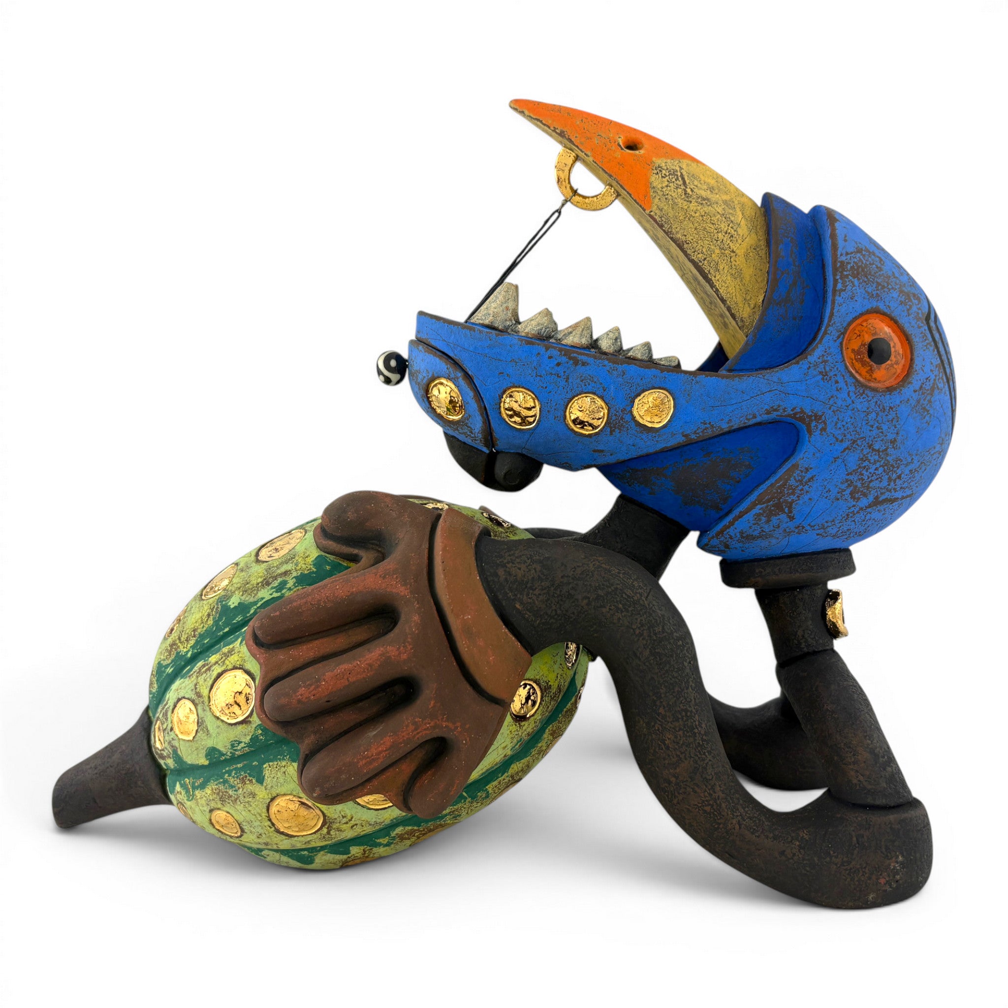 Gerard Ferrari - Raptor with Jeweled Mellon, Beak Piercings, and Tribal Markings: Orphaned Teapot