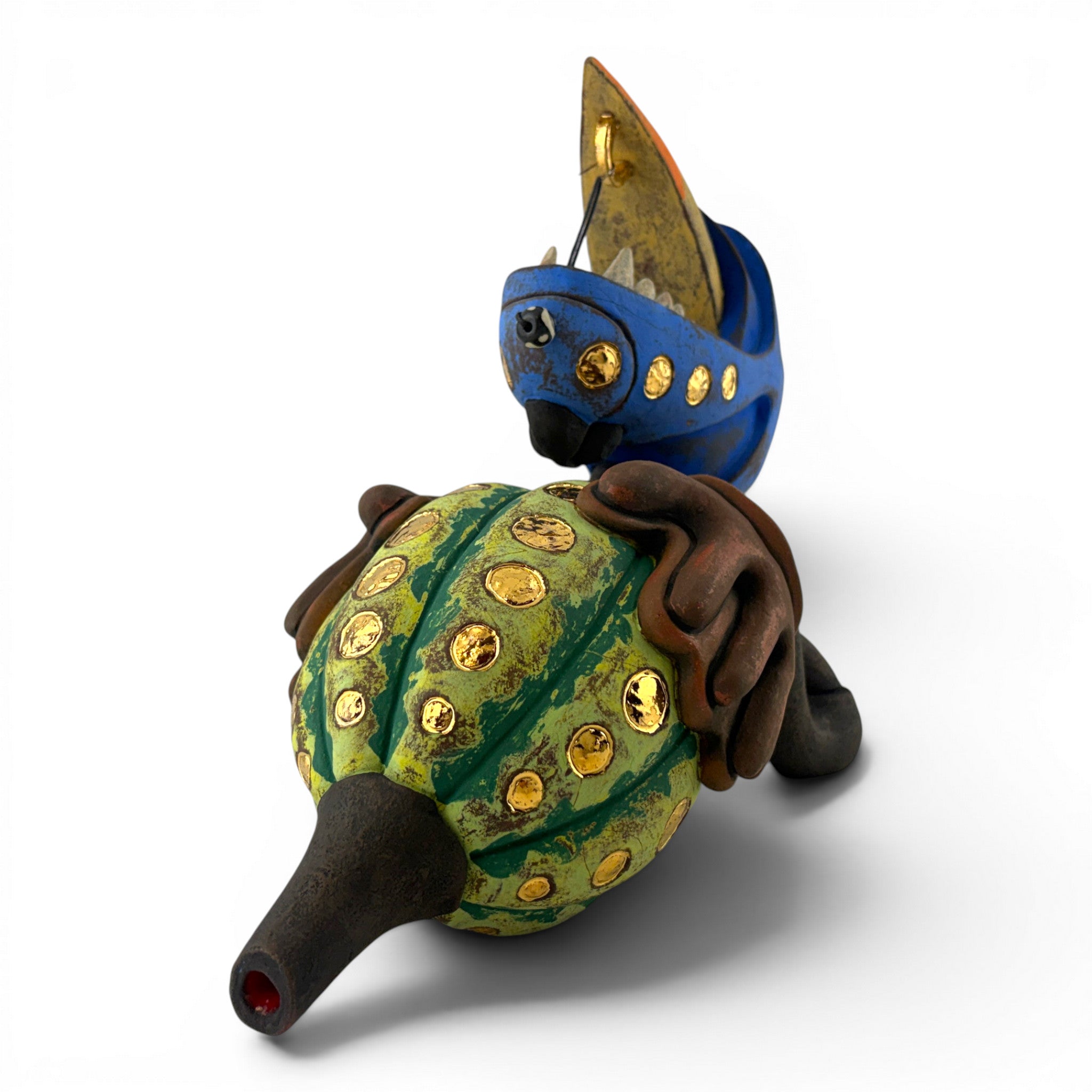 Gerard Ferrari - Raptor with Jeweled Mellon, Beak Piercings, and Tribal Markings: Orphaned Teapot