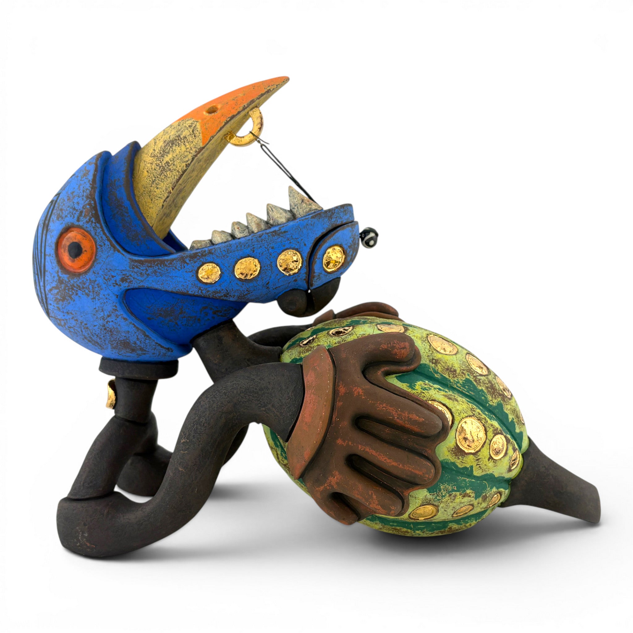 Gerard Ferrari - Raptor with Jeweled Mellon, Beak Piercings, and Tribal Markings: Orphaned Teapot