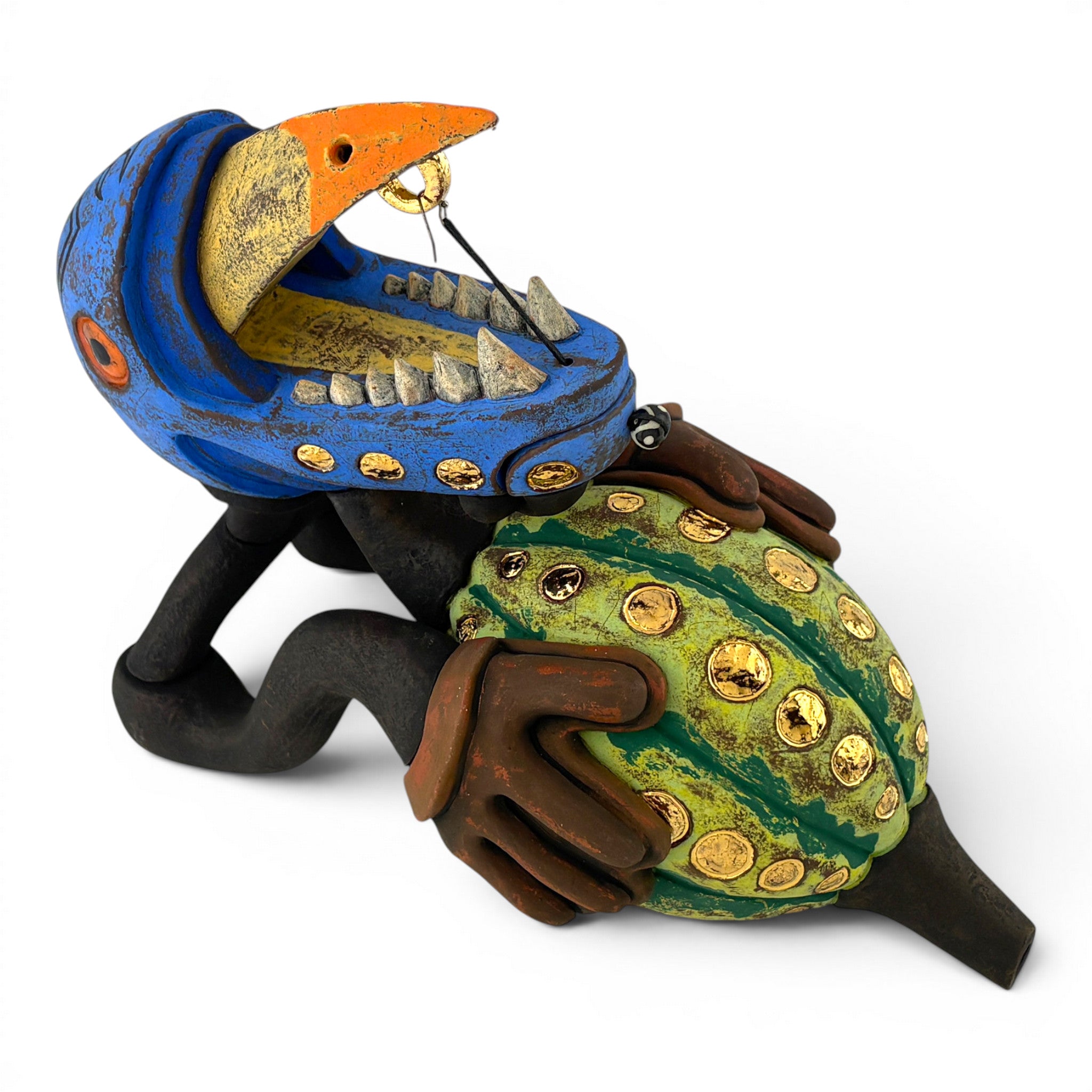Gerard Ferrari - Raptor with Jeweled Mellon, Beak Piercings, and Tribal Markings: Orphaned Teapot