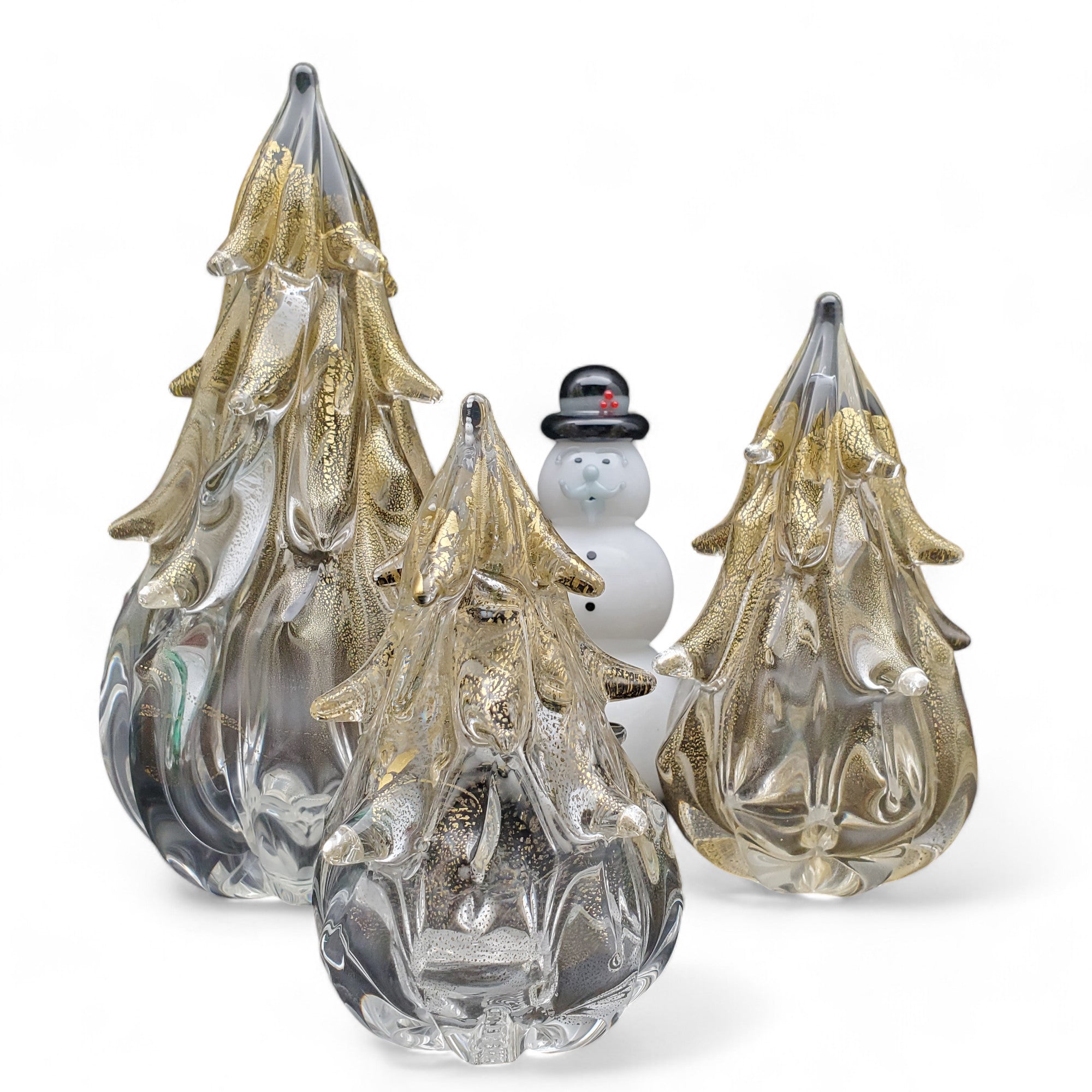  Anchor Bend Glass Clear with Gold Leaf Glass Holiday Trees