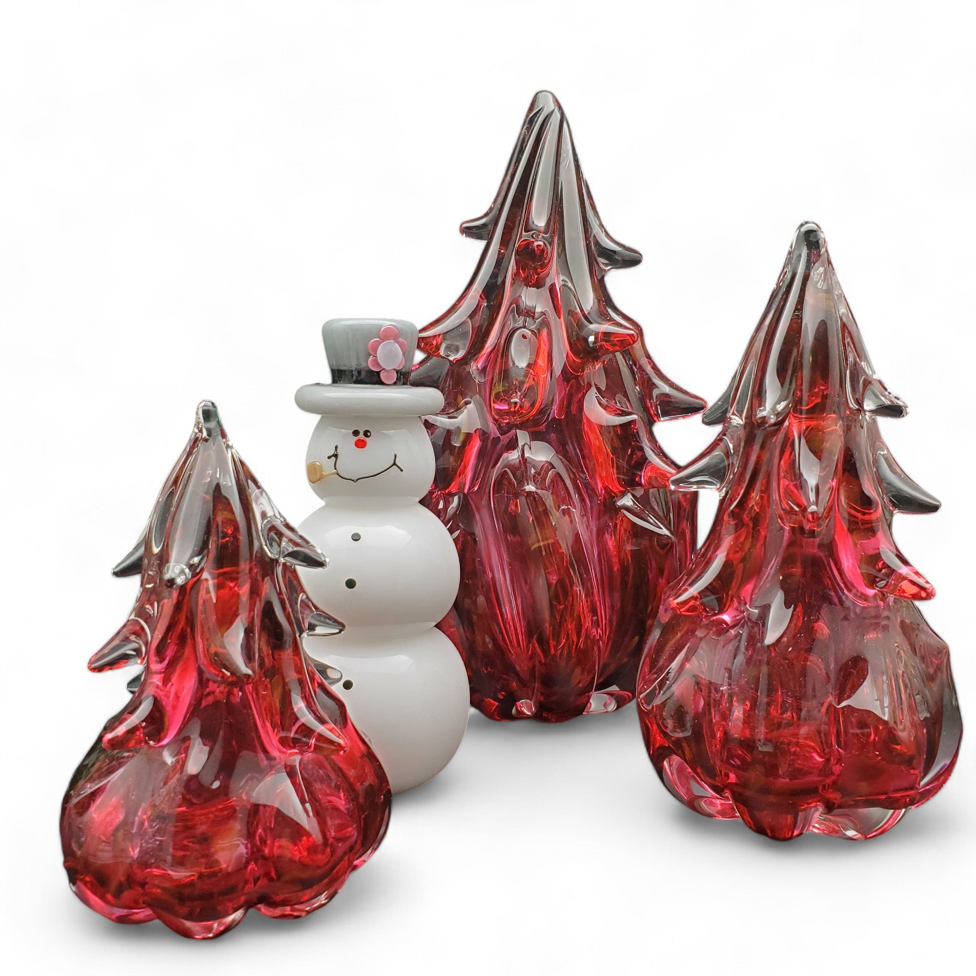 Anchor Bend Glass Large Red Glass Holiday Trees