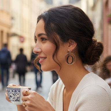 Handcrafted axle earrings are modern and eye-catching