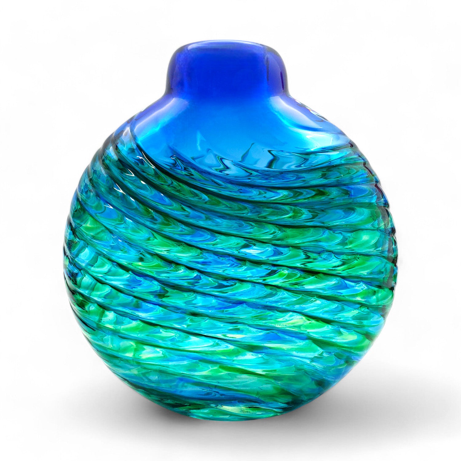 Optic Rib Flat Round Vase - Small