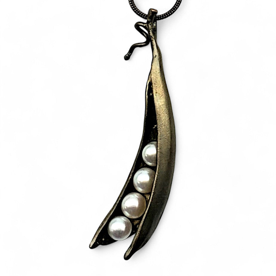 Pea Pod Necklace with Pearls