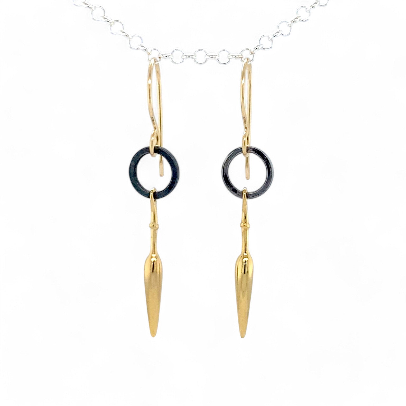 Black & Gold Simple Spike Earrings