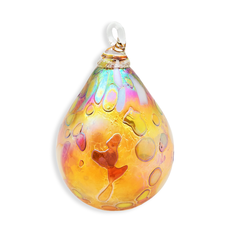 Glass Eye Studio Gold Mosaic Teardrop Ornament