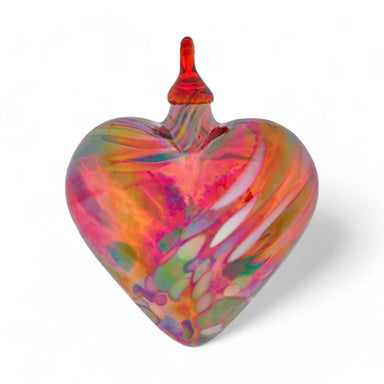 Glass Eye Studio Red Feather Twist Glass Heart Ornament