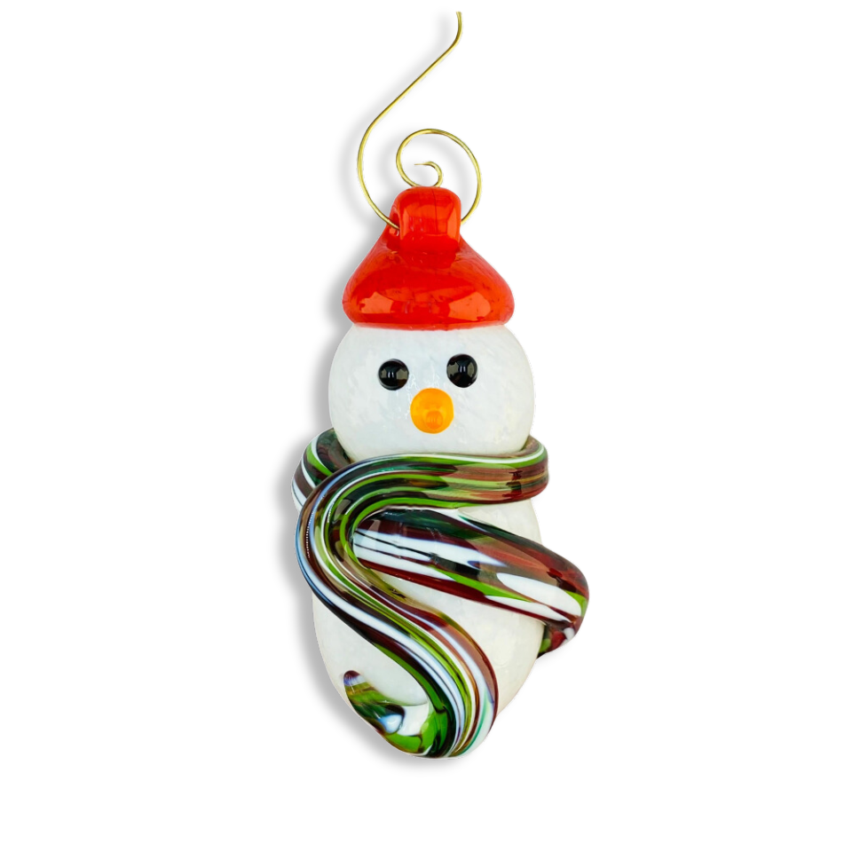 Snow Man Ornament - Red