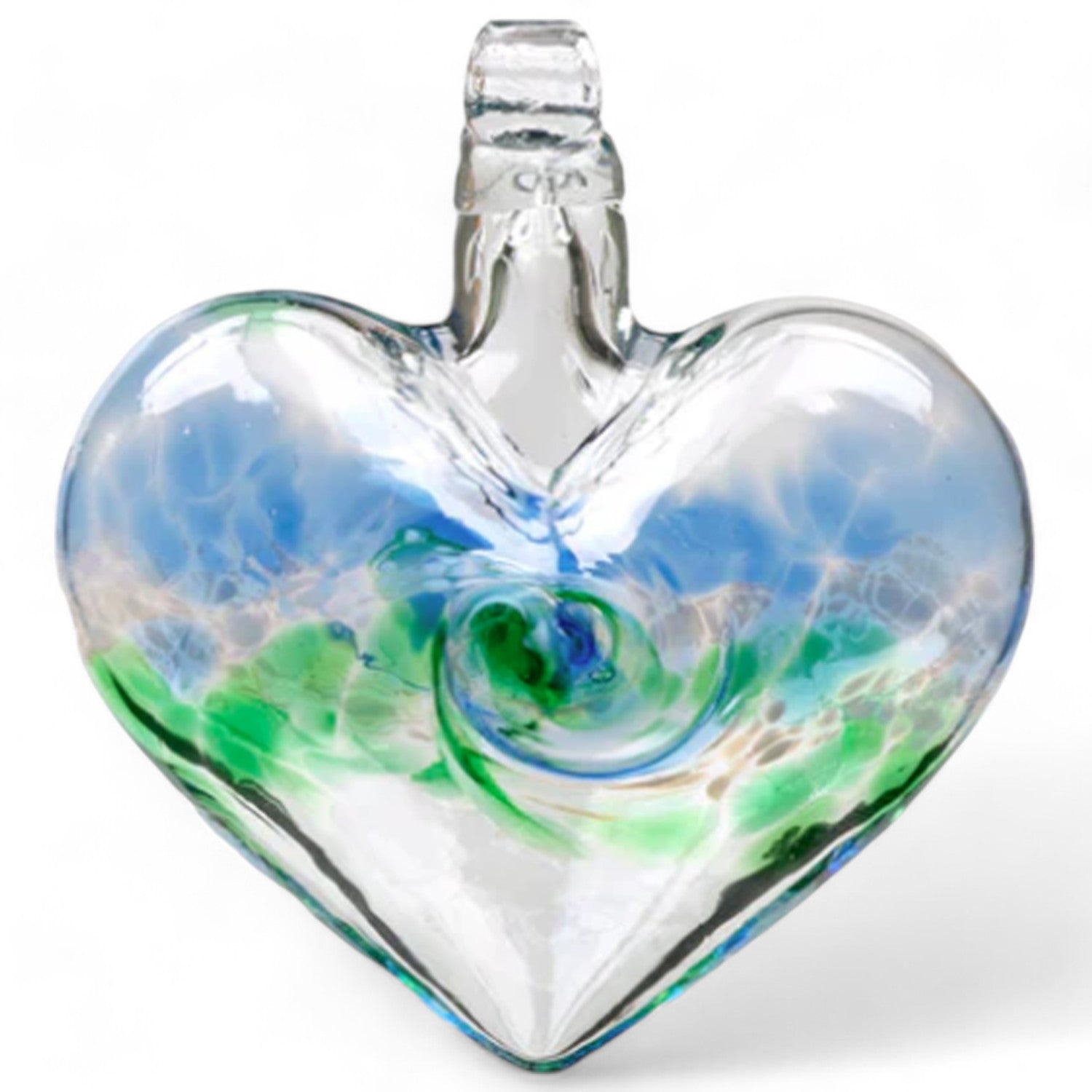 Kitras Art Glass Van Glow Glass Heart Blue-Green