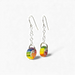 Pair of colorful earrings on a white background