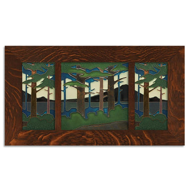 handcrafted ceramic tile set in an oak stained frame