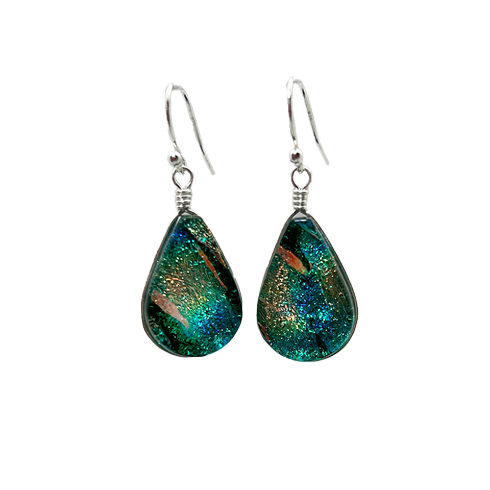 Lotus Earrings - Teal Green