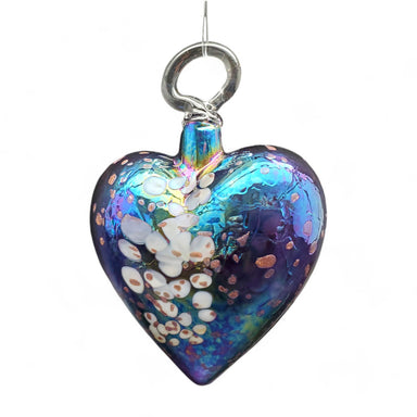 Vines Art Glass Purple Lined Glass Heart Ornament