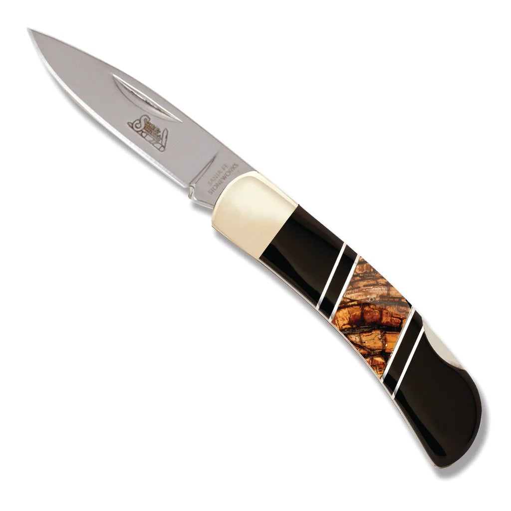 Lock Back Knife - Mammoth Tusk with Jet Accents