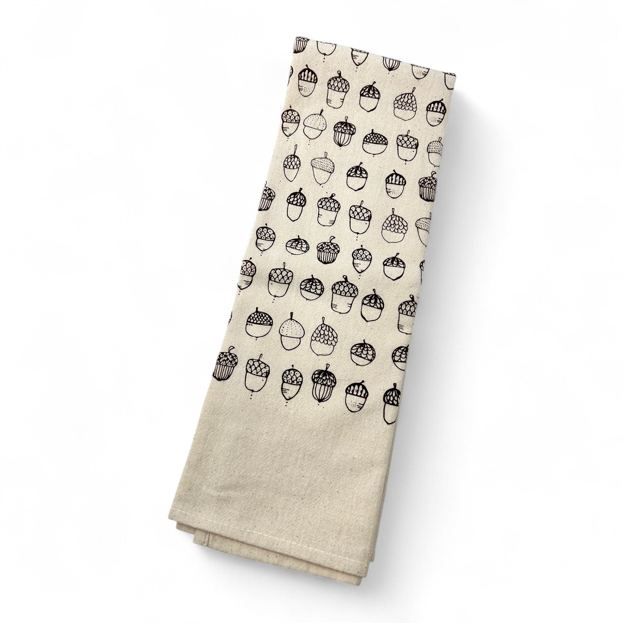 Hand Printed Kitchen Towel - Acorns