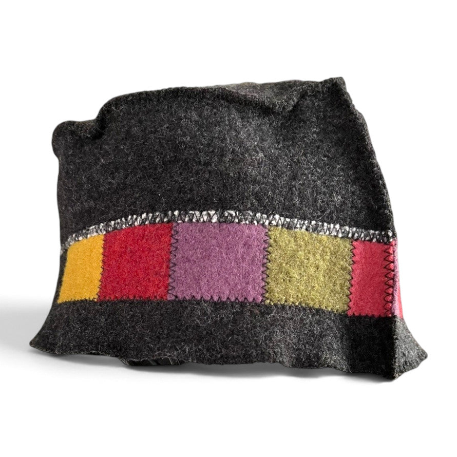 Black Colorblock Wool Hat