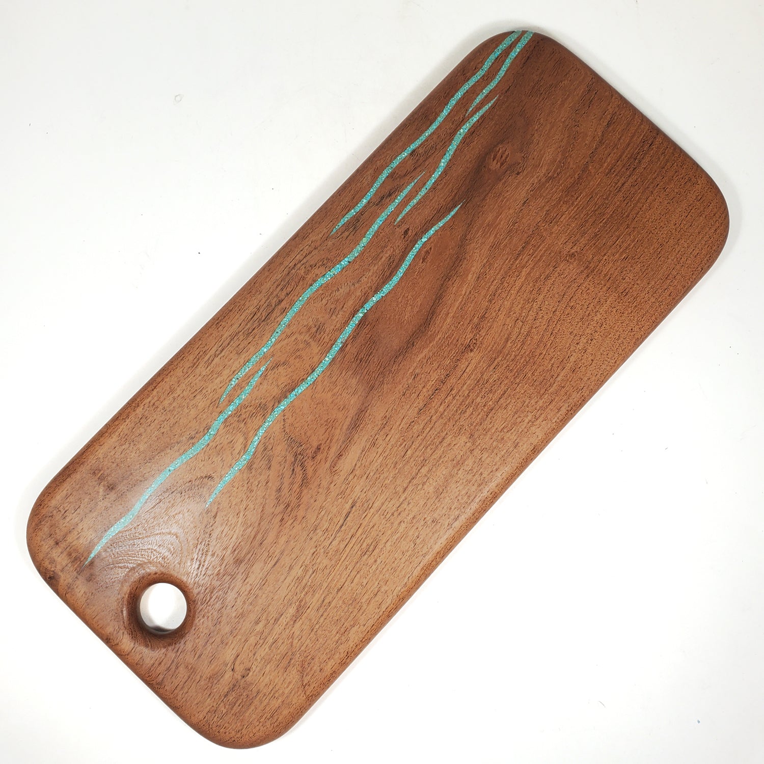 Mesquite Bread Board with Turquoise Inlay