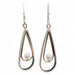 brushed sterling silver and gold-fill earrings with a pearl in a teardrop design