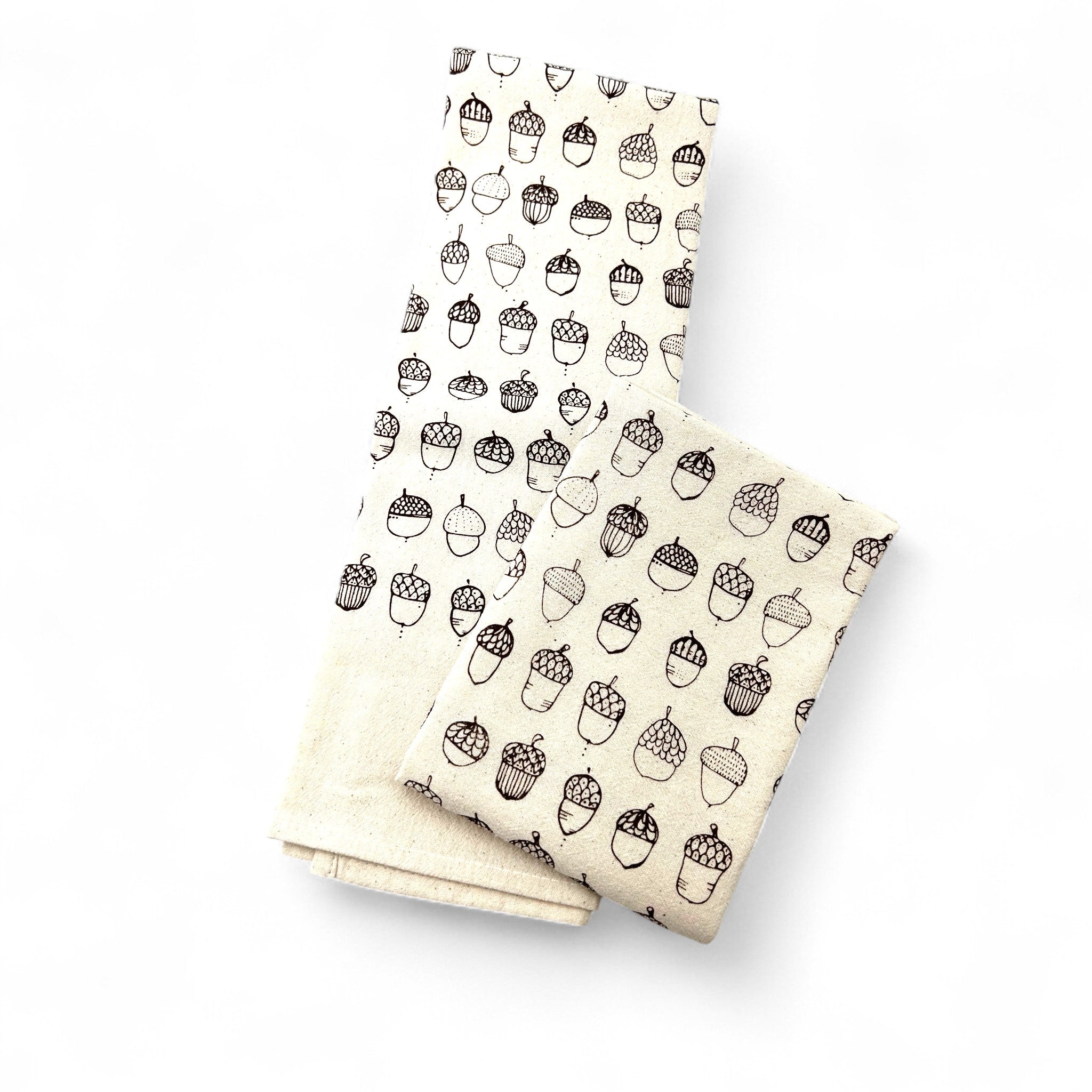 Hand Printed Kitchen Towel - Acorns