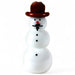 Handcrafted glass cowboy snowman figurine with a brown hat, black mustache, and red nose on a white background
