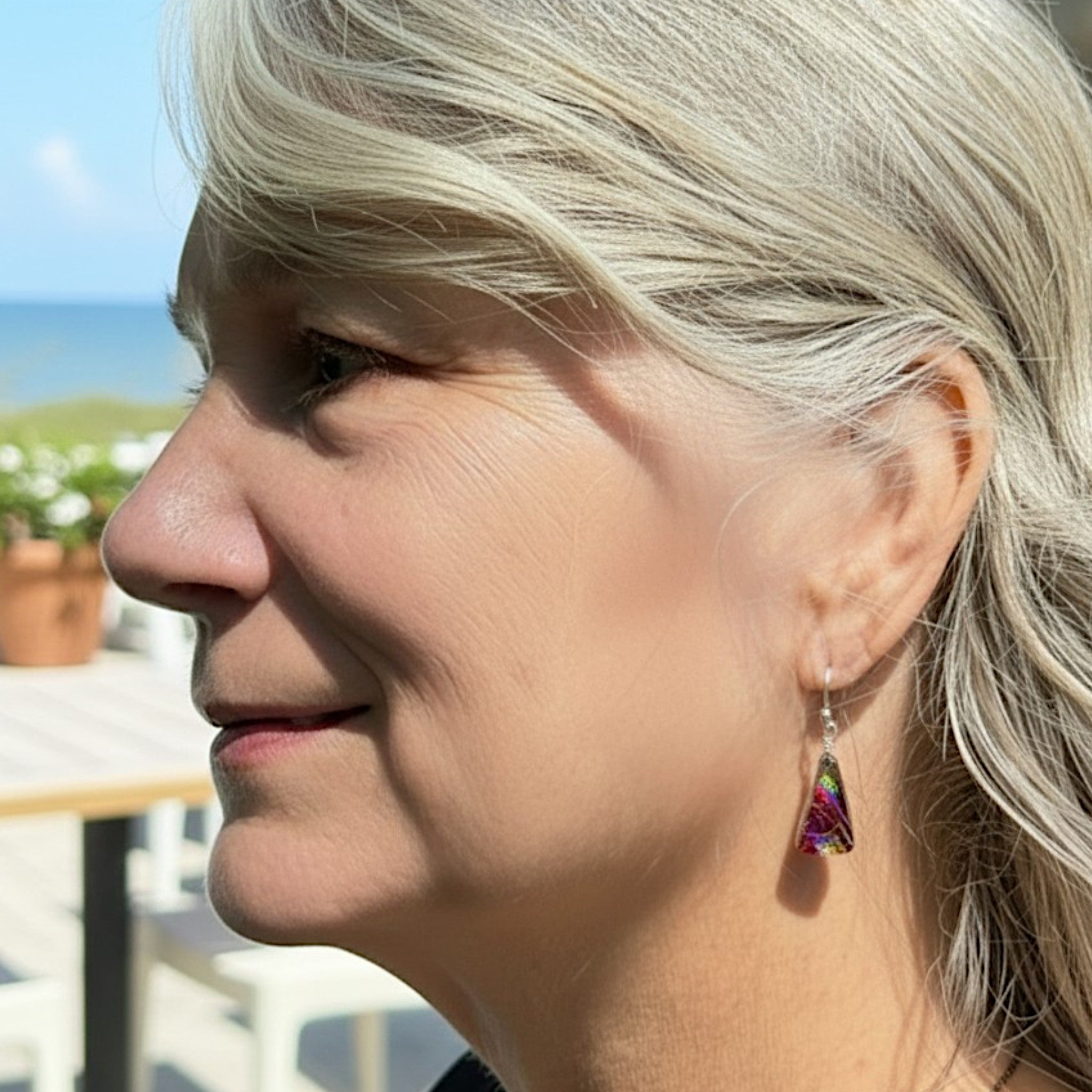 Fan Earrings - Cranberry