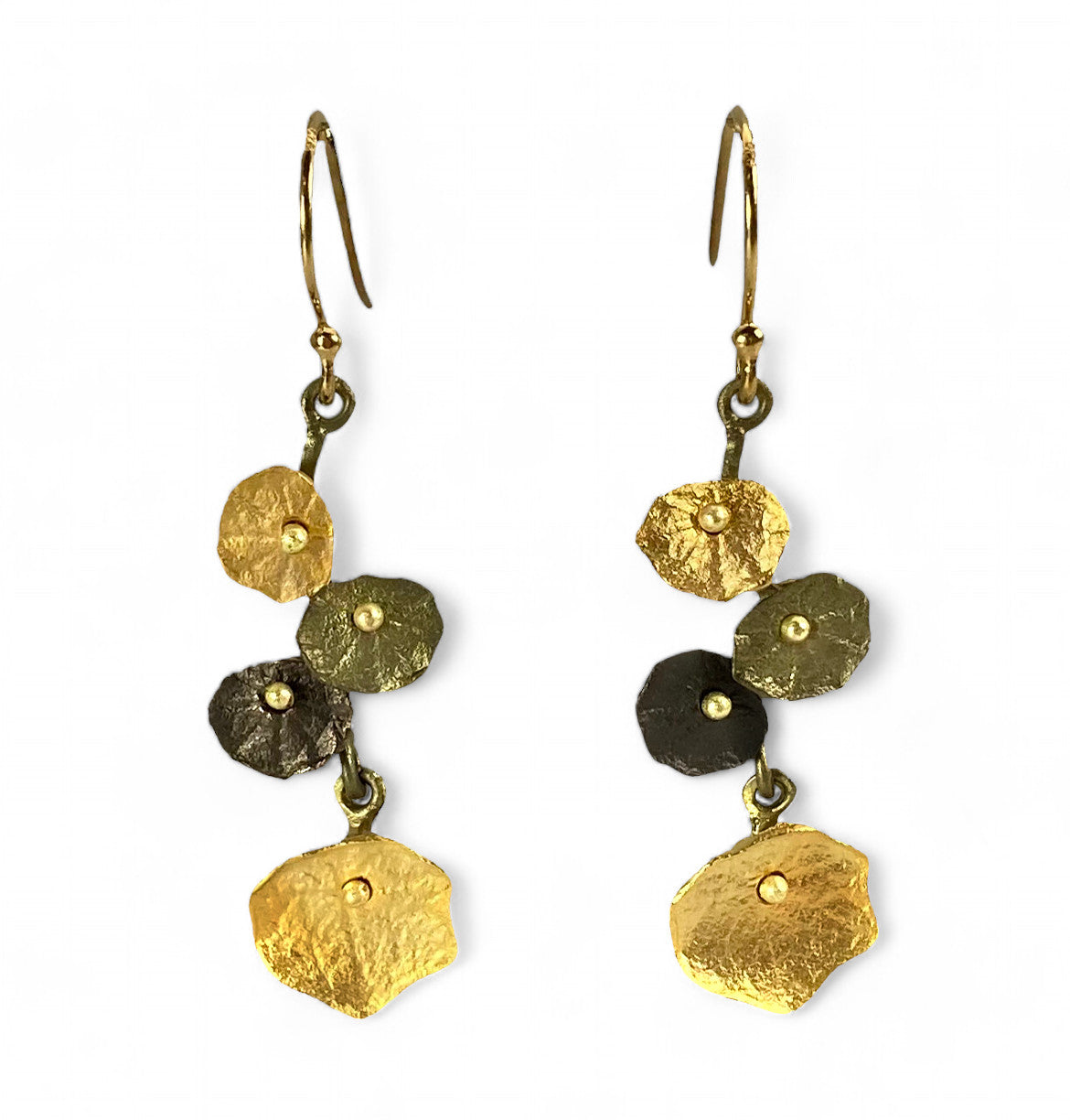 hand-crafted bronze and gold earrings nasturtium