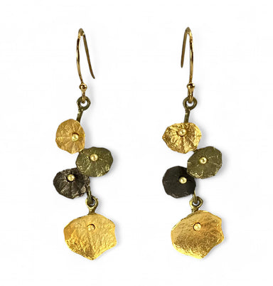 hand-crafted bronze and gold earrings nasturtium
