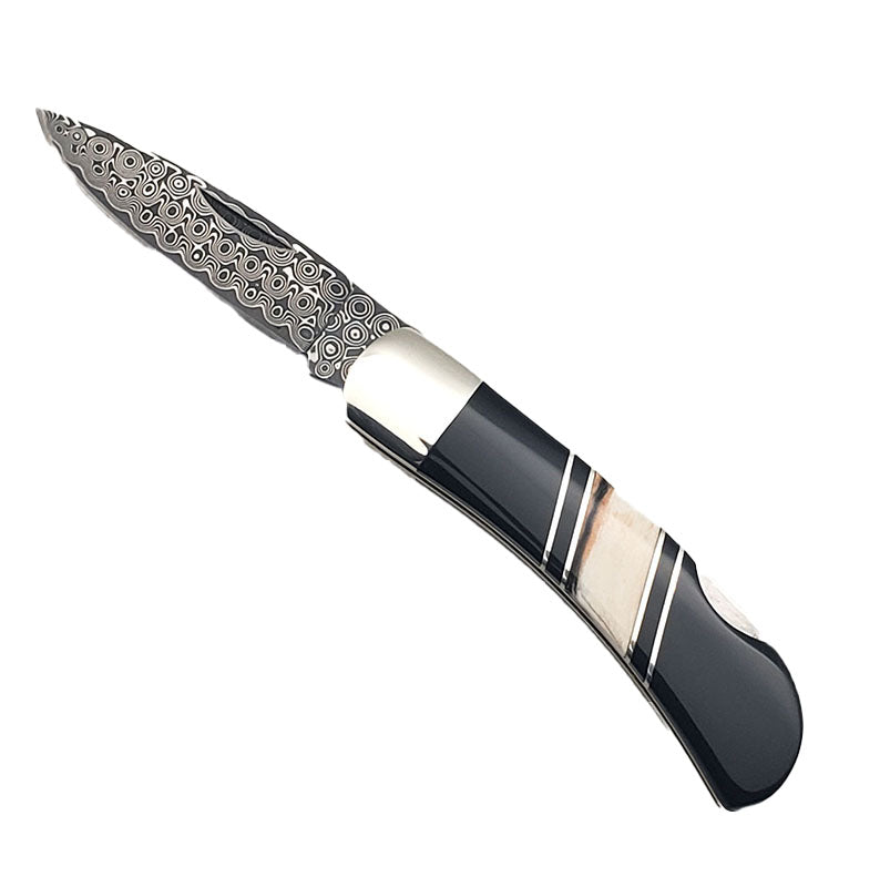 Lock Back Knife - 3 Inches - Dinosaur and Damascus Steel